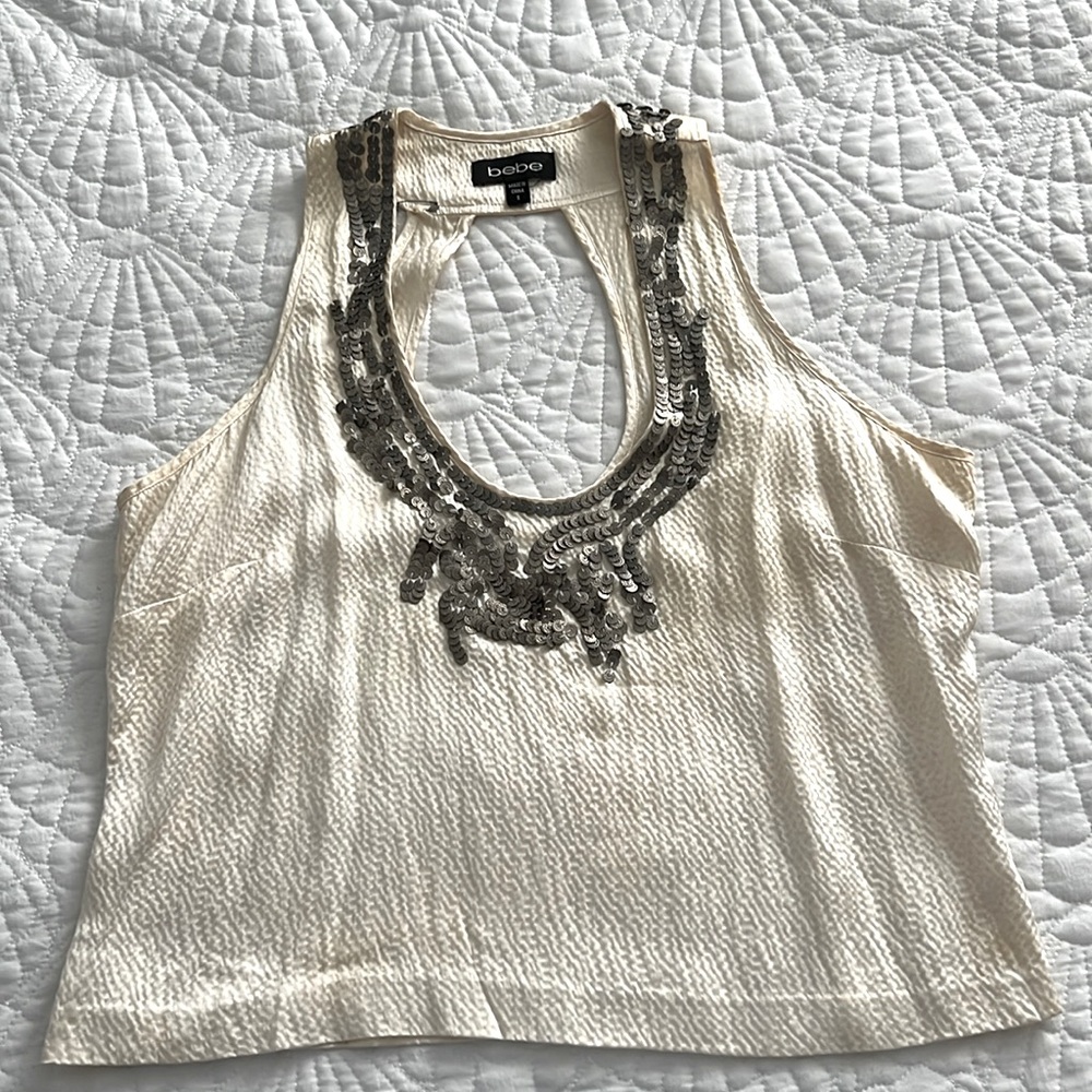 100%Silk beaded Bebe dress top